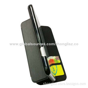 Rain silk PU phone case with card slot & fold stand design